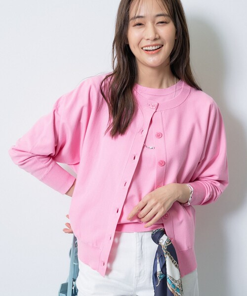 INDIVI（インディヴィ）の「【洗える／前後2WAY／アンサンブル可能】ドルマンスリーブカーディガン（カーディガン/ボレロ・レディース・ブラック/ブルー/ホワイト/ピンク系・13/15 /19/38）」の4枚目の写真