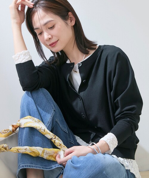 INDIVI（インディヴィ）の「【洗える／前後2WAY／アンサンブル可能】ドルマンスリーブカーディガン（カーディガン/ボレロ・レディース・ブラック/ブルー/ホワイト/ピンク系・13/15 /19/38）」の13枚目の写真