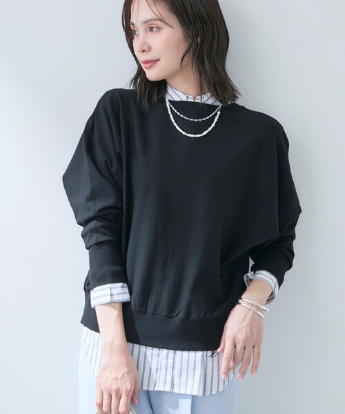 INDIVI（インディヴィ）の「【洗える／前後2WAY／アンサンブル可能】ドルマンスリーブカーディガン（カーディガン/ボレロ・レディース・ブラック/ブルー/ホワイト/ピンク系・13/15 /19/38）」の14枚目の写真