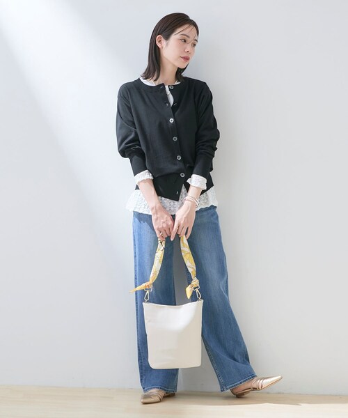 INDIVI（インディヴィ）の「【洗える／前後2WAY／アンサンブル可能】ドルマンスリーブカーディガン（カーディガン/ボレロ・レディース・ブラック/ブルー/ホワイト/ピンク系・13/15 /19/38）」の16枚目の写真