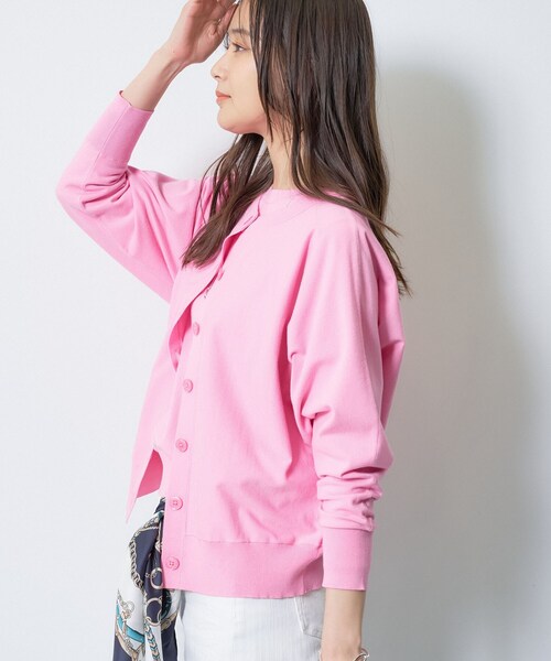 INDIVI（インディヴィ）の「【洗える／前後2WAY／アンサンブル可能】ドルマンスリーブカーディガン（カーディガン/ボレロ・レディース・ブラック/ブルー/ホワイト/ピンク系・13/15 /19/38）」の20枚目の写真