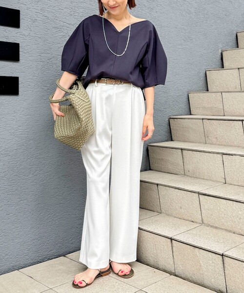 NOLLEY’S（ノーリーズ）の「【WEB限定】ウォッシャブルハートネックカットソー（Tシャツ/カットソー・レディース・ネイビー/オフホワイト/レッド・FREE）」の22枚目の写真