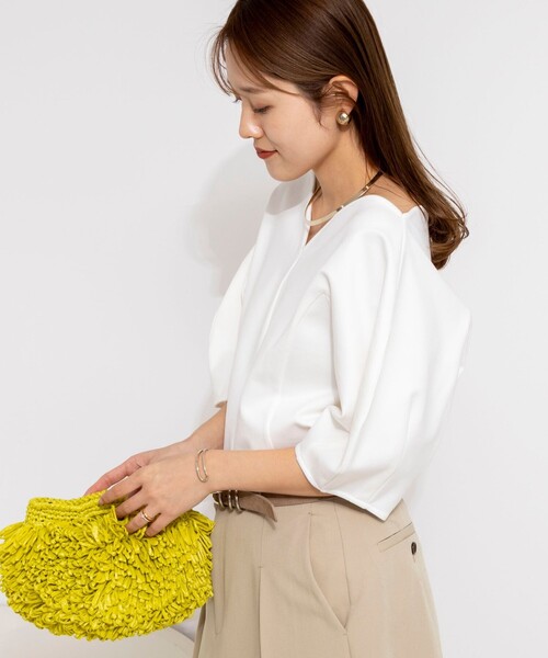 NOLLEY’S（ノーリーズ）の「【WEB限定】ウォッシャブルハートネックカットソー（Tシャツ/カットソー・レディース・ネイビー/オフホワイト/レッド・FREE）」の5枚目の写真