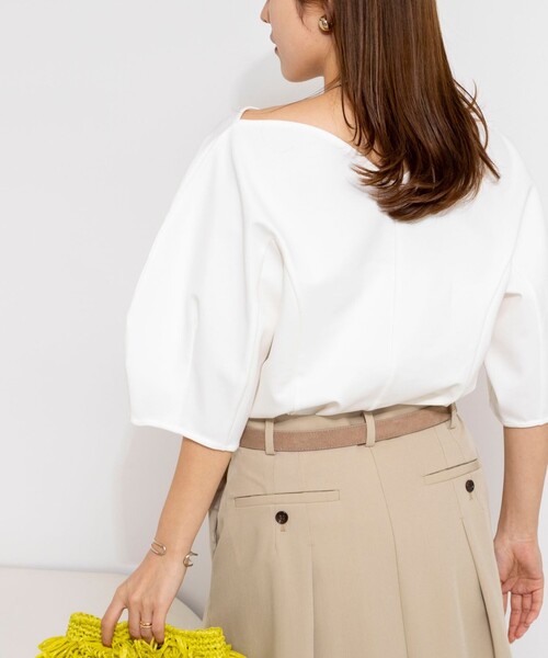 NOLLEY’S（ノーリーズ）の「【WEB限定】ウォッシャブルハートネックカットソー（Tシャツ/カットソー・レディース・ネイビー/オフホワイト/レッド・FREE）」の6枚目の写真