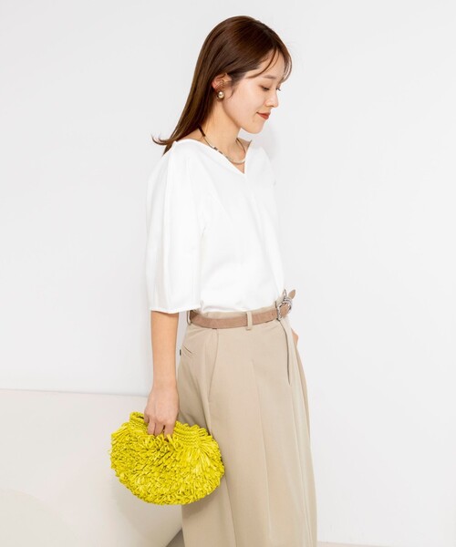 NOLLEY’S（ノーリーズ）の「【WEB限定】ウォッシャブルハートネックカットソー（Tシャツ/カットソー・レディース・ネイビー/オフホワイト/レッド・FREE）」の7枚目の写真