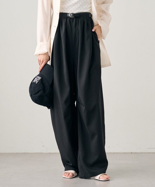 mystic(ミスティック)の「ベルト付きボリュームスラックス(スラックス・レディース・ブラック/アイボリー/グレー・0/2/1)」の4枚目の写真