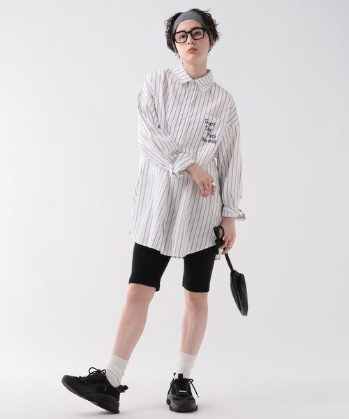GEORGE'S(ジョージズ)の「ストライプ刺繍チュニック(チュニック・レディース・オフホワイト/サックスブルー/レッド・FREE)」の5枚目の写真