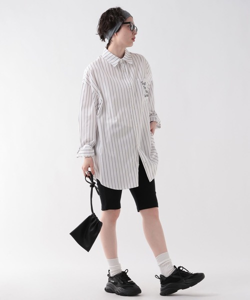GEORGE'S(ジョージズ)の「ストライプ刺繍チュニック(チュニック・レディース・オフホワイト/サックスブルー/レッド・FREE)」の6枚目の写真