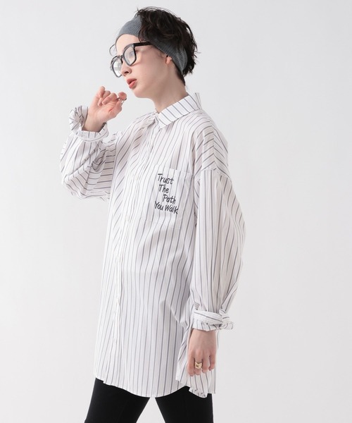 GEORGE'S(ジョージズ)の「ストライプ刺繍チュニック(チュニック・レディース・オフホワイト/サックスブルー/レッド・FREE)」の7枚目の写真