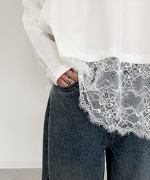 mellomela.（メロメラ）の「裾レースイレヘムTシャツ（Tシャツ/カットソー）」