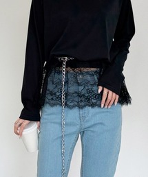 mellomela.（メロメラ）の「裾レースイレヘムTシャツ（Tシャツ/カットソー）」