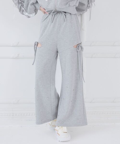 MAJESTIC LEGON（マジェスティックレゴン）の「スリット入りキラキラスウェットパンツ（スウェットパンツ・レディース・グレー/ピンクベージュ/アイボリー/オートミール・MEDIUM/SMALL）」の19枚目の写真