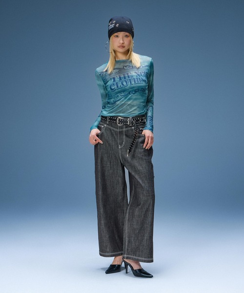 X-girl(エックスガール)の「STAR STUDDED FAUX LEATHER BELT(ベルト・レディース・ホワイト/ブラック・ONE SIZE)」の4枚目の写真