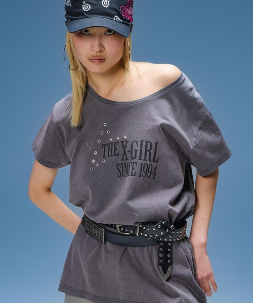 X-girl(エックスガール)の「STAR STUDDED FAUX LEATHER BELT(ベルト・レディース・ホワイト/ブラック・ONE SIZE)」の8枚目の写真