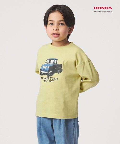 green label relaxing（グリーンレーベルリラクシング）の「【別注】＜URBAMENT＞Honda ロングスリーブ Tシャツ / キッズ 100cm-130cm（Tシャツ/カットソー・キッズ・ライム/イエロー/ネイビー・130cm/100cm/120cm/110cm）」の4枚目の写真