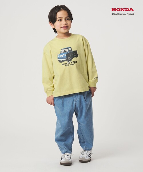 green label relaxing（グリーンレーベルリラクシング）の「【別注】＜URBAMENT＞Honda ロングスリーブ Tシャツ / キッズ 100cm-130cm（Tシャツ/カットソー・キッズ・ライム/イエロー/ネイビー・130cm/100cm/120cm/110cm）」の5枚目の写真