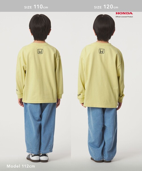 green label relaxing（グリーンレーベルリラクシング）の「【別注】＜URBAMENT＞Honda ロングスリーブ Tシャツ / キッズ 100cm-130cm（Tシャツ/カットソー・キッズ・ライム/イエロー/ネイビー・130cm/100cm/120cm/110cm）」の8枚目の写真