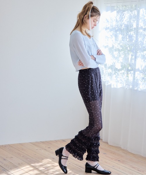 セール】Frill tulle print pants（その他パンツ）｜etre loin