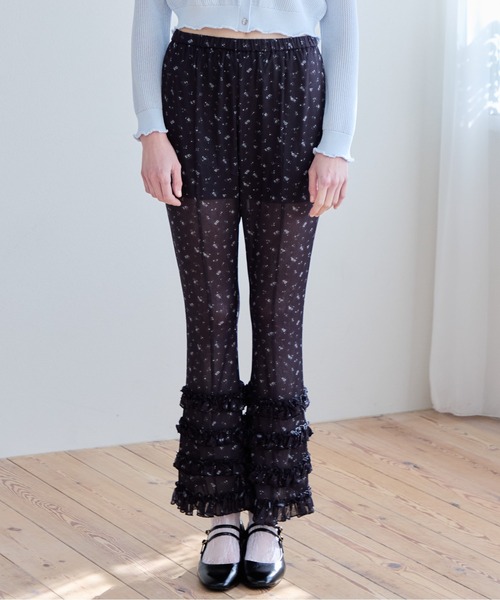 セール】Frill tulle print pants（その他パンツ）｜etre loin