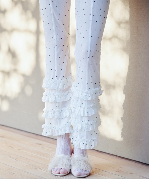 etre loin(エトルワン)の「Frill tulle print pants(その他パンツ・レディース・ホワイト/ブラック/アイボリー・M)」の15枚目の写真
