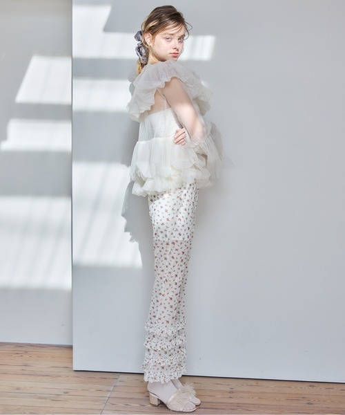 etre loin(エトルワン)の「Frill tulle print pants(その他パンツ・レディース・ホワイト/ブラック/アイボリー・M)」の10枚目の写真