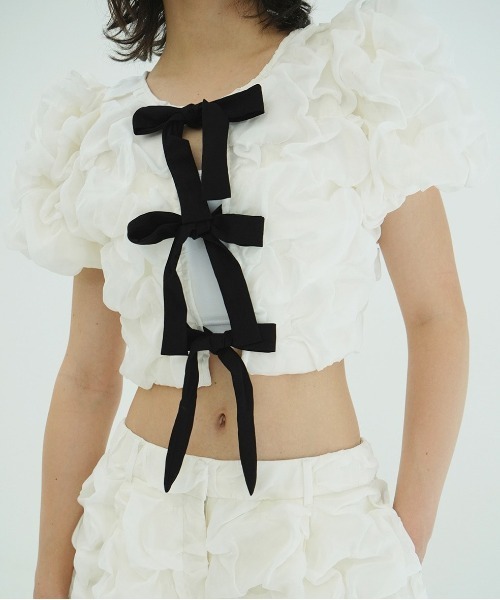 CLANE（クラネ）の「W FACE CLOUD PUFF SLEEVE TOPS（その他トップス・レディース・ブラック/ホワイト・2/1）」の3枚目の写真