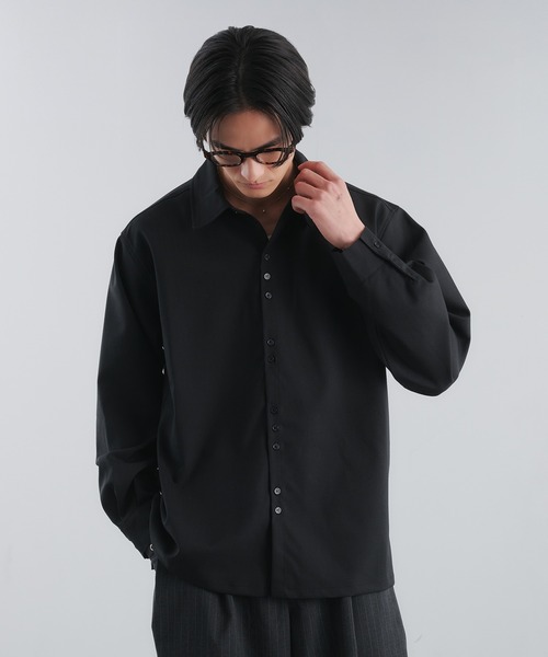 Adoon plain（アドーンプレーン）の「RAFFINEL LINEN-BLEND MULTI -BUTTON SHIRT / ラフィネルリネンブレンドマルチボタンシャツ（シャツ/ブラウス・メンズ・ブラック/ライトグレー/ブルー・LARGE/MEDIUM）」の16枚目の写真