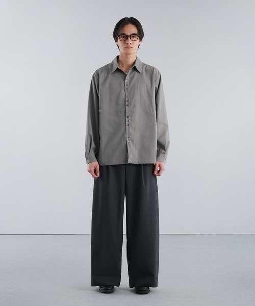 Adoon plain（アドーンプレーン）の「RAFFINEL LINEN-BLEND MULTI -BUTTON SHIRT / ラフィネルリネンブレンドマルチボタンシャツ（シャツ/ブラウス・メンズ・ブラック/ライトグレー/ブルー・LARGE/MEDIUM）」の21枚目の写真