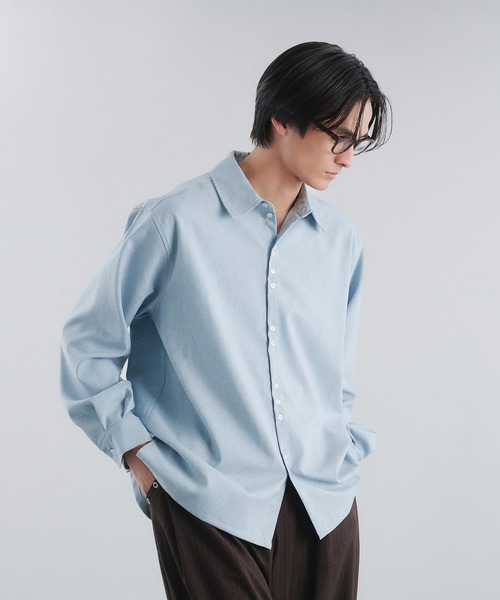 Adoon plain（アドーンプレーン）の「RAFFINEL LINEN-BLEND MULTI -BUTTON SHIRT / ラフィネルリネンブレンドマルチボタンシャツ（シャツ/ブラウス・メンズ・ブラック/ライトグレー/ブルー・LARGE/MEDIUM）」の4枚目の写真