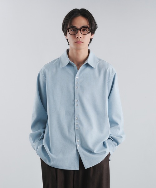 Adoon plain（アドーンプレーン）の「RAFFINEL LINEN-BLEND MULTI -BUTTON SHIRT / ラフィネルリネンブレンドマルチボタンシャツ（シャツ/ブラウス・メンズ・ブラック/ライトグレー/ブルー・LARGE/MEDIUM）」の5枚目の写真