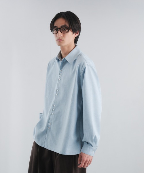 Adoon plain（アドーンプレーン）の「RAFFINEL LINEN-BLEND MULTI -BUTTON SHIRT / ラフィネルリネンブレンドマルチボタンシャツ（シャツ/ブラウス・メンズ・ブラック/ライトグレー/ブルー・LARGE/MEDIUM）」の6枚目の写真