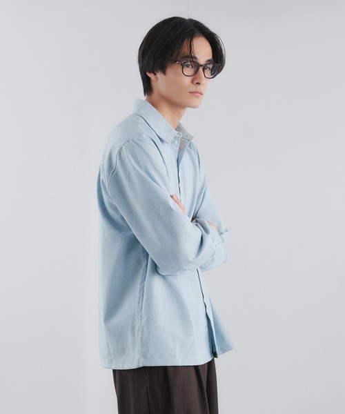 Adoon plain（アドーンプレーン）の「RAFFINEL LINEN-BLEND MULTI -BUTTON SHIRT / ラフィネルリネンブレンドマルチボタンシャツ（シャツ/ブラウス・メンズ・ブラック/ライトグレー/ブルー・LARGE/MEDIUM）」の9枚目の写真