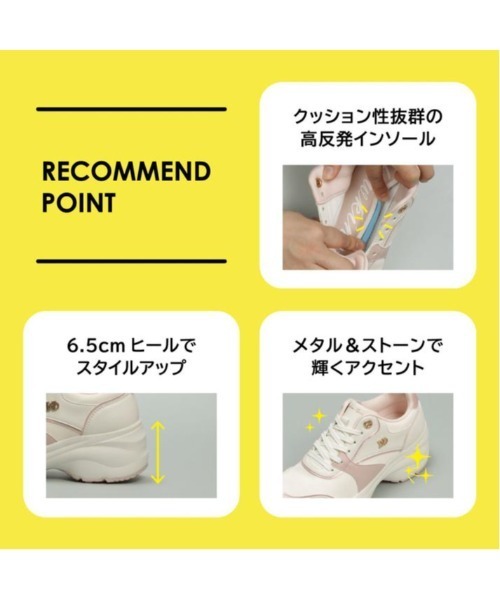 Hawkins(ホーキンス)の「HAWKINS ホーキンス CHERIE 6.5 ヒールアップスニーカー HW20400 IVORY/PINK(スニーカー・レディース・マルチ・8/7h/7/6h/5h/6)」の3枚目の写真