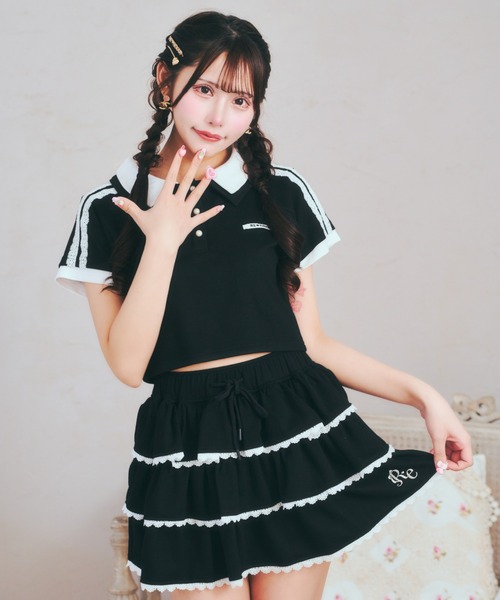 ReAmour(リアムール)の「レースカットソースカート(スカート・レディース・ピンク/ブラック・FREE)」の5枚目の写真