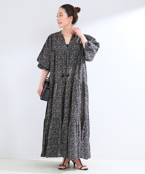 Fanaka（ファナカ）の「【WEB限定】手洗い可 / 別注 / FANAKA / コバナプリントワンピ（ワンピース・レディース・ブラック・FREE）」の2枚目の写真