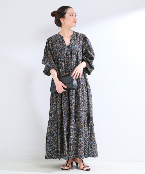 Fanaka（ファナカ）の「【WEB限定】手洗い可 / 別注 / FANAKA / コバナプリントワンピ（ワンピース・レディース・ブラック・FREE）」の3枚目の写真