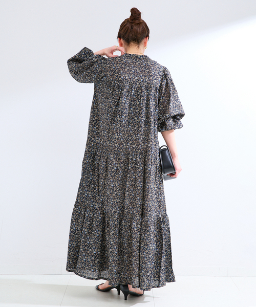Fanaka（ファナカ）の「【WEB限定】手洗い可 / 別注 / FANAKA / コバナプリントワンピ（ワンピース・レディース・ブラック・FREE）」の5枚目の写真