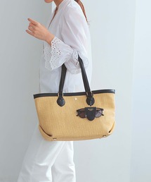 【Breath TOPKAPI】サングラスホルダー付き レザーコンビ カゴトートバッグ L