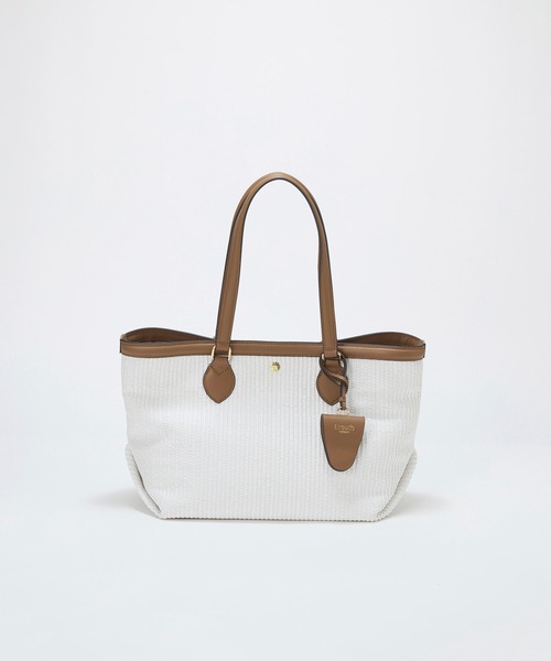 Breath TOPKAPI（ブレストプカピ）の「【Breath TOPKAPI】サングラスホルダー付き レザーコンビ カゴトートバッグ L（トートバッグ・レディース・ブラック/ホワイト/ベージュ・FREE）」の2枚目の写真
