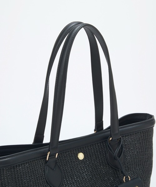 Breath TOPKAPI（ブレストプカピ）の「【Breath TOPKAPI】サングラスホルダー付き レザーコンビ カゴトートバッグ L（トートバッグ・レディース・ブラック/ホワイト/ベージュ・FREE）」の4枚目の写真