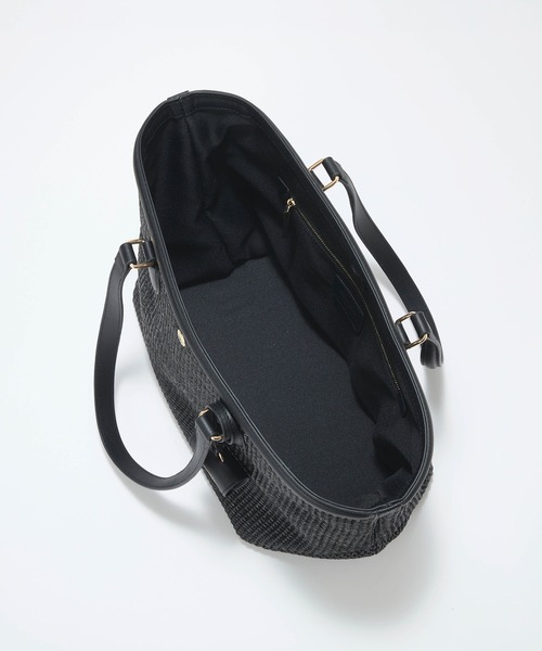 Breath TOPKAPI（ブレストプカピ）の「【Breath TOPKAPI】サングラスホルダー付き レザーコンビ カゴトートバッグ L（トートバッグ・レディース・ブラック/ホワイト/ベージュ・FREE）」の9枚目の写真