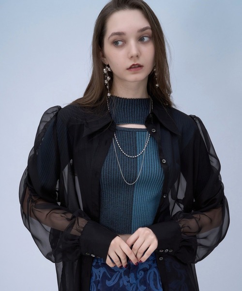 HARE（ハレ）の「ギャザーシアーシャツ(HARE)（シャツ/ブラウス・レディース・ブルー/ブラック/グリーン/ピンク/イエロー/パープル・FREE）」の12枚目の写真