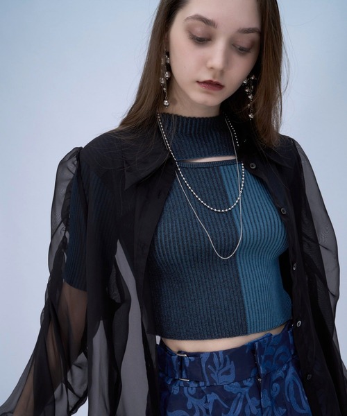 HARE（ハレ）の「ギャザーシアーシャツ(HARE)（シャツ/ブラウス・レディース・ブルー/ブラック/グリーン/ピンク/イエロー/パープル・FREE）」の13枚目の写真