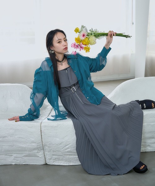 HARE（ハレ）の「ギャザーシアーシャツ(HARE)（シャツ/ブラウス・レディース・ブルー/ブラック/グリーン/ピンク/イエロー/パープル・FREE）」の21枚目の写真