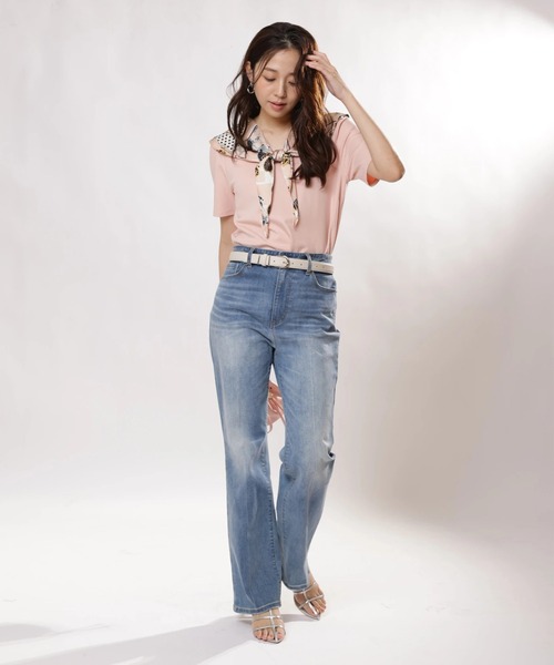 JUSGLITTY(ジャスグリッティー)の「スカーフ付きTシャツ(Tシャツ/カットソー・レディース・ブラック/ピンク/ホワイト・2)」の15枚目の写真