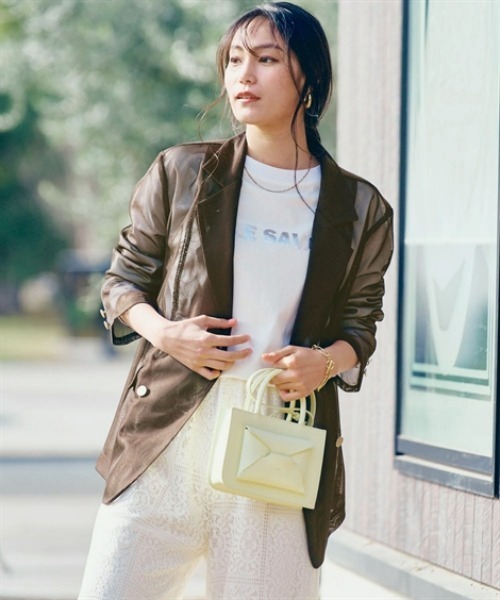 nissen（ニッセン）の「メッシュテーラードジャケット（テーラードジャケット・レディース・ブラウン/ベージュ/ブラック・S/M/L/LL）」の2枚目の写真