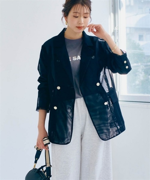 nissen（ニッセン）の「メッシュテーラードジャケット（テーラードジャケット・レディース・ブラウン/ベージュ/ブラック・S/M/L/LL）」の13枚目の写真