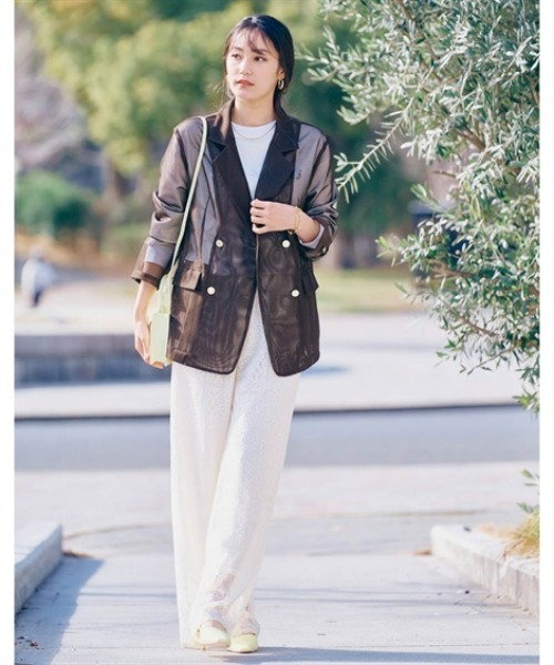 nissen（ニッセン）の「メッシュテーラードジャケット（テーラードジャケット・レディース・ブラウン/ベージュ/ブラック・S/M/L/LL）」の10枚目の写真