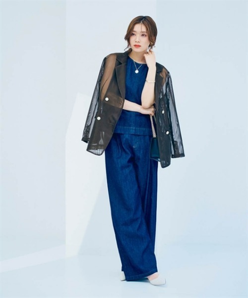 nissen（ニッセン）の「メッシュテーラードジャケット（テーラードジャケット・レディース・ブラウン/ベージュ/ブラック・S/M/L/LL）」の7枚目の写真