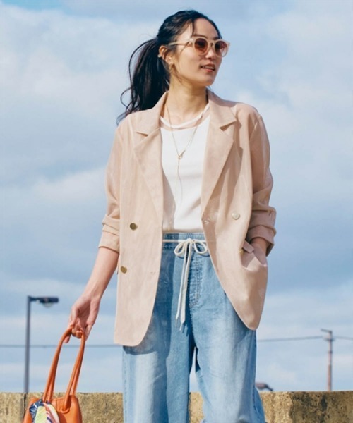 nissen（ニッセン）の「メッシュテーラードジャケット（テーラードジャケット・レディース・ブラウン/ベージュ/ブラック・S/M/L/LL）」の6枚目の写真